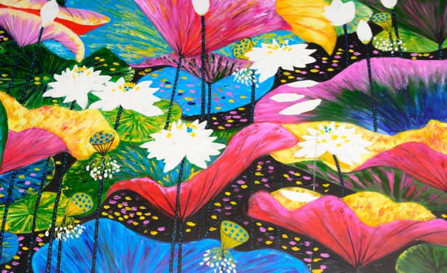 Tranh sơn Dầu Sen Nở